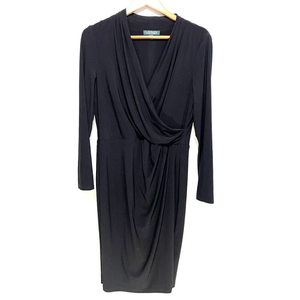 Lauren Ralph lauren dress Wrap classic black business casual feminine women 12